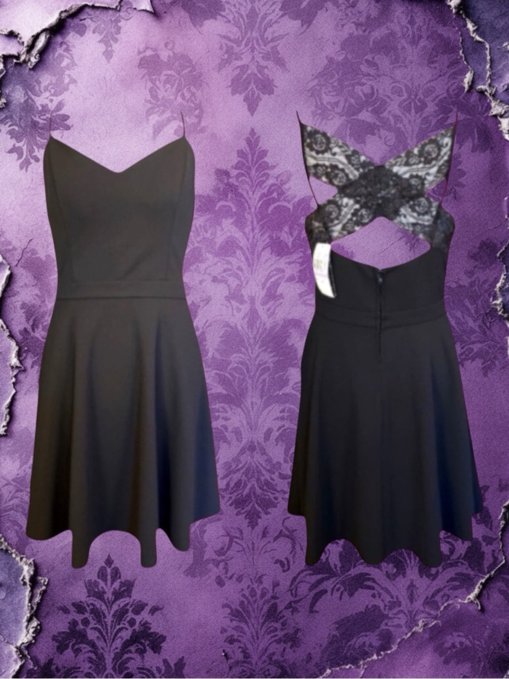 Speechless NWT Whimsigoth Black Lace Crisscross Back Cocktail Skater Dress 11